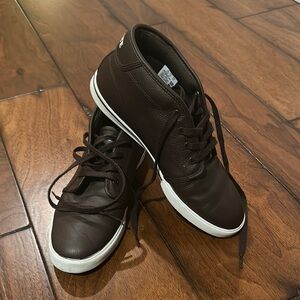 Lacoste Brown High-Top Sneakers with Streamlined Design